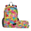 siphylline Colorful Cartoon Candy Food Backpack With Lunch Box For Boys School Backpacks For Girls With Lunch Box And box Set 10-12