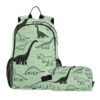siphylline Green Primitive Dinosaur Backpack With Lunch Box For Boys School Bag And Lunch Box Set For Boys s School Bags 9-10 years