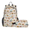 siphylline Vehicles Simple Yellow Backpack And Lunch Bag Set For Teen Girls Boys School Backpack With Lunch Box Book Bags For Boys With 7-10