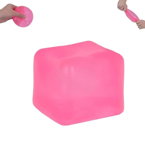 Siporui 5cm/1.97in Ice Cube Squishy Fidget Toy for Kids Ages 3+ & Adults – Slow Rising Gel Filled Sensory Squeeze Cube for Desk, Classroom, Office, Party Favors (Pink)