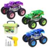 Sisxmif Take Apart Monster Truck Toys for Boys Age 4-7, Educational STEM Building Toys with Electric Drill & Storage Box, Monster Trucks Gifts for 3-5 4-8 Year Old Boys Kids Birthday Christmas