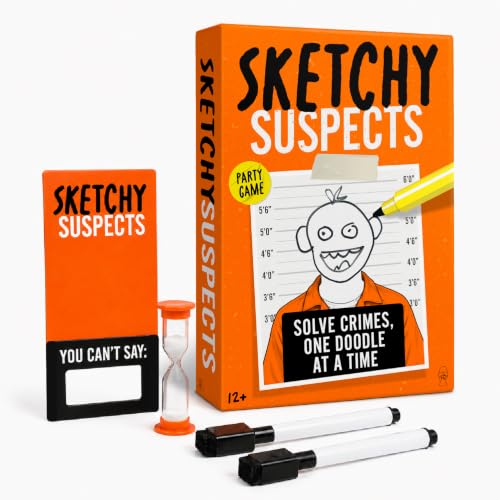 Sketchy Suspects Party Game - Sketch Wacky Criminals Based On Restricted Descriptions! Board Games for Adults & Family - Ages 12+ - 2+ Players - By The Creators of Grab The Mic and Sorry What