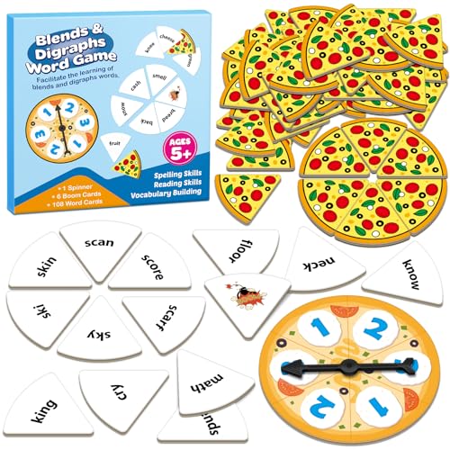 SkilLify Blends & Digraphs Phonics Games for Kids, Learn to Read Phonics Flash Cards, Sight Words Word Games Spelling Reading Games, Speech Therapy Toys Kindergarten Preschool Learning Activities