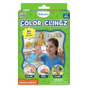 Skillmatics Cling Art – Color Clingz Animals, DIY Mess-Free Fun for Kids