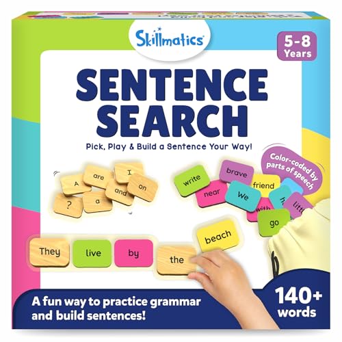 Skillmatics Educational Board Game - Sentence Search, Learning Toy for Kids, Sentence Building Activity, Creative Word Play, Screen-Free Fun, 120+ Tiles (1.3 x 1 Inches), Gifts for Ages 5, 6, 7, 8