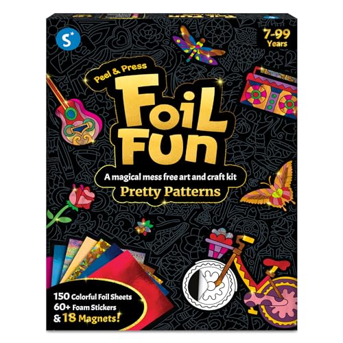 Skillmatics Foil Fun - Pretty Patterns, 18 DIY Magnets Mess-Free Art, Colorful Creative Party Activity, Craft Kits, 60+ Foam Stickers, Gift for Kids, Teens, Adults, Families, Screen-Free Entertainment