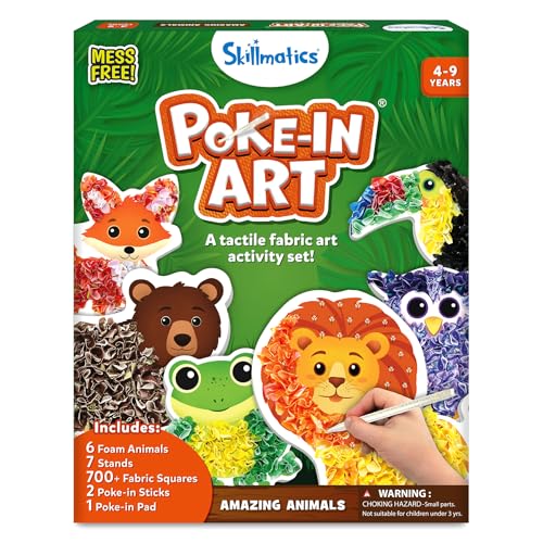Skillmatics Poke-in Art – Animals, Mess-Free DIY Wood Craft Kit for Kids, Creative Fine Motor Activity, Pretend Play & Room Decor, Gift for Girls & Boys Ages 4, 5, 6, 7, 8, 9