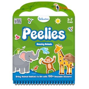 Skillmatics Reusable Sticker Activity Book - Peelies, 100+ Reusable Stickers, 6 Pictures, Mess-Free Fun for Kids, Creative Play & Travel Toy, Gifts for Ages 3, 4, 5, 6, 7