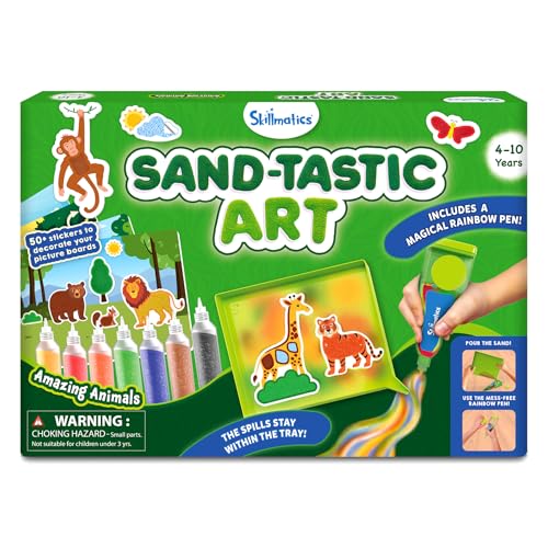 Skillmatics Sand Art Activity - Mess-Controlled DIY Animal Craft Kit with 50+ Colorful Stickers, Creative Arts & Crafts for Kids, Fun Hands-On Activity, Gifts for Ages 4, 5, 6, 7, 8, 9, 10