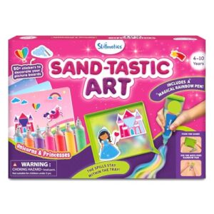 Skillmatics Sand Art Activity - Mess-Controlled DIY Unicorn & Princess Craft Kit with 50+ Colorful Stickers, Creative Arts & Crafts for Kids, Fun Hands-On Activity, Gifts for Ages 4, 5, 6, 7, 8, 9, 10