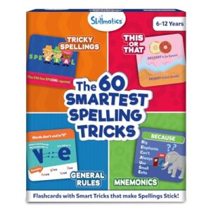Skillmatics Spelling Tricks Flash Cards for Kids – 60 Cards with 4 Categories, Spelling Strategies for Writing Practice & Test Prep, Screen-Free Language Learning Aids, Educational Gift for Ages 6–12