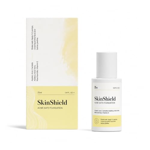 SkinShield Acne-Safe Foundation, Natural-Looking Full Coverage Foundation with Azelaic Acid, Niacinamide & Centella Asiatica, Lightweight, Breathable Face Makeup for Acne-Prone Skin