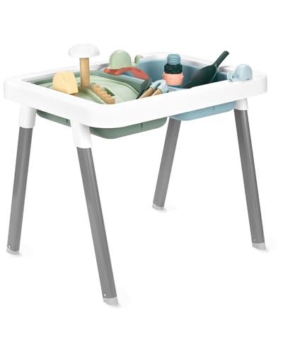 Skip Hop Discoverosity 3-in-1 Toddler Sensory Table with 13 Nature-Inspired Sensory Tools 8-Page Activity Guide 2 Bins and 2 Convertible lids, Age 18m+