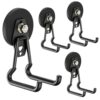 SKNOOY Heavy Duty Magnetic Garage Hooks,4 Pack Strong Large Magnet Hook for Power Drill,Garden Tools,Hose,Pegboard,Garage, Workshop,Magnetic Storage Hooks for Indoor Outdoor Hanging(Black)