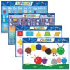 SK SUPKER 4Pack ABC Alphabet Chart + Numbers 1-100 + Shapes + Colors Poster Set, Alphabet Learning Posters-Classroom Wall Decor Art (17 x 11inch)