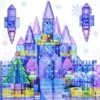 SKTMYY 114pcs Magnetic Tiles for Kids,3D Diamond Princess Ice Castle, Magnetic Tiles Age 3-5 4-8,STEM Educational Toys for Girls Kids Birthday Gift