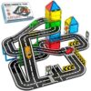 SKTMYY Magnetic Tiles Road Set with Cars & Ramp, STEM Magnetic Tiles for Kids Ages 4-8, Creative Magnet Building Blocks Expansion Pack, Montessori Toys for 4+ Years Old Boys Birthday Gifts