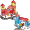 SKTMYY Magnetic Tiles Train Toys and Fire Station, Magnet Tiles for Kids Ages 4-8 with Cars, Preschool Classroom Educations STEM Learning Montessori Toys Gifts for Toddler Boys