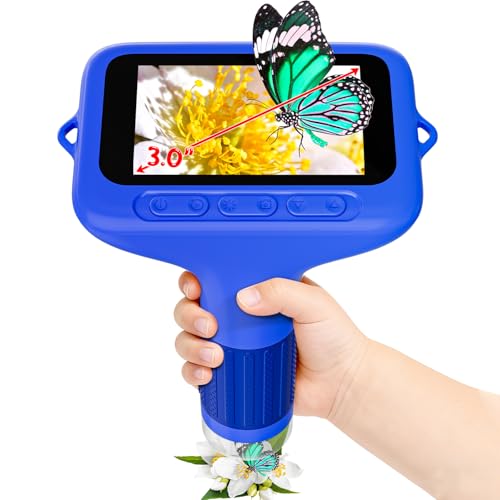 SKYBASIC Digital Microscope for Kids, 3" Screen 1000X Handheld Microscope HD Pocket Portable Microscopes Camera, Science Edu Fun Toys for Ages 4-12 Children Students Boys Girls -Blue