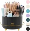 SKYDUE 360 Degree Rotating Desk Organizer, Dual-Purpose Pencil Pen Holder for Desktop, Rotating Desk Pen Organizer with 5 Slots, Office Supplies, Pencil Cup for Office, School, Home