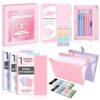 SKYDUE Pink School Supplies Set – 1" 3-Ring Binder, 2 Expanding File Folders, 3 Spiral Notebooks, 8 Tab Dividers & Pencil Pouch – Cute Stationery for High School Stude, College Essentials
