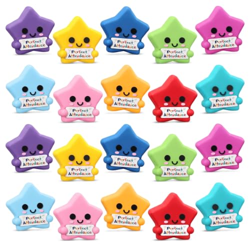 Skylety 100 Pcs Perfect Attendance Resin Star, Perfect Attendance Awards for Student from Teacher Classroom Prizes Motivational Brag Awards for Back to School Students Classroom Incentives