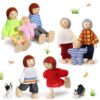 Skylety 10 Pcs Wooden Dollhouse Set of Mini People Figures Dollhouse Dolls Wooden Doll Play Figures Accessories(Fun Style)