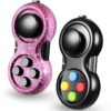 Skylety 2 Pcs Fidget Toys for Adults Controller Fidget Pad Stress Relief Cube Clicker Game Controller Sensory Educational Toy for ADHD Autism Relief Stress Anxiety(Starry Purple and Black Style)