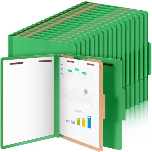 Skyygemm 48 Pcs Back to School Classification Folders Letter Size, 1 Divider Pressboard File Folder with Fasteners, Expanding File Organizer Bulk for Projects, Reports, Teacher, Office (Green)