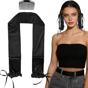 Sleepie tie, Heatless Curling Scrunchie Overnight Blowout, Sleep Hair Tie, Heatless Hair Curler Damage-Free, for Sleeping Soft Rollers for Overnight No-Heat Curls Long Hair To Sleep.(Black)