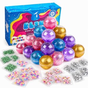 Slime Kit for Kids - Clear Slime Kit for Girls 8-12 with Sequins, Non Sticky Stress Relief Toys for Kids & Adults, Princess Toys, Party Favors, Stress Relief & Classroom Prizes (24 Pack)