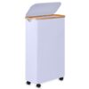 Slim Laundry Basket with Wheels,Narrow Hampers for Laundry(60L White)