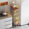 Slim Rolling Cart, Metal Storage Organizer with Drawers, Kitchen Pantry Rack, Multi-Purpose Storage for Bathroom & Living Room, Space-Saving Solution