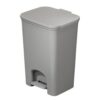 Slim Trash Can with Pedal Step, Hands-Free Odor-Proof Garbage Bin for Bathroom Toilet Kitchen Office, Narrow Waterproof Wastebasket, Durable PP Plastic 9L 15L White Grey M