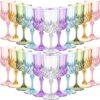 Sliner Multicolor 7oz Plastic Vintage Wine Glasses Drinking Goblets Unbreakable Crystal Water Glassware Reusable Diamond Champagne Flutes Cups for Wedding Banquet Birthday Party Supplies (48 Pcs)