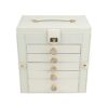 SLMslmsh-5188 Jewelery Box Large Capacity 6 Layers Jewelry Box With Mirror Leather Earrings Rings Necklaces Storage Organzers Jewellry Organizer Case