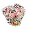 Slow Down Life is Not A Race Snail Skull Nostalgic Print Decal Sticker for Skateboards car Truck Bumper Windows Water Bottles Tumbler laptops Phone