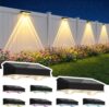 Slssqhz Solar Fence Lights: Warm White+6 RGB, IP66, Dusk to Dawn for Step, Patio (8Pcs)