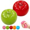 Slushy Apple Squishy Toy, 3 Inch Green Apple Fidget Toy with Slushy Gel Texture, Slow Rising Stress Relief Squishy Sensory Toy, Soft Silicone Squeeze Toy for Anxiety Relief (Red&Green)