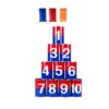 Slyzjdl Children Game Can Tinplate Toss Game Sturdy Metal Knock Down Set Educational Number Recognition Colorful Cartoon Monster Suitable for Family Gatherings, Red Blue Double-Sided Cans
