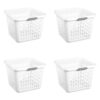 Small 1.5 Bushel Square Plastic Laundry Basket White, 6 Pack