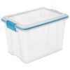Small 20 Quart Clear Plastic Storage Bin with Gasket and Latch Lid