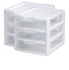 Small 3 Drawer Unit Countertop Organizer, Clear and White, 2 Pack