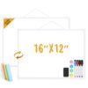 Small Dry Erase Board for Wall, 16" x 12" Double-Sided Hanging Whiteboard, Magnetic White Board with 4 Markers, 4 Magnets and 3 Mini Sticky Notes, Portable Whiteboard for Kids, School, Home, Office