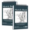 Small Sketchbook 5.5" x 8.5" - 2 Pack Top Spiral Mini Sketch Pad, Small Sketch Book Hard Cover, 100 Sheets Each 68lb/100gsm - Mini Drawing Paper for Kids, Portable Drawing Pad for Beginners & Artists.