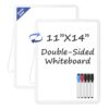Small Wall White Board, 11" x 14" Mini Double-Sided Magnetic Dry Erase Board with Plastic Frame, Hanging Whiteboard with 5 Markers for Kids, Students, School, Kitchen, Home & Office