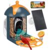 Smart Bird Feeder with Camera Outdoor Birdhouse: AI Identifies 11000+ Species, 2K HD with Arrival Alerts, Attracts Hummingbirds, Dual Squirrel-Proof, Solar Powered, Gifts for Bird Lovers Mom Dad(Blue)