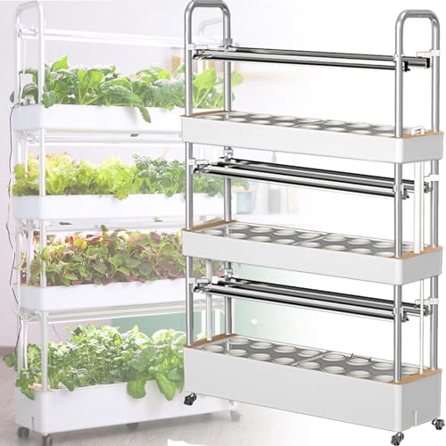 Smart Indoor Hydroponics Tower, Self Watering Vertical Garden for 48-120 Plants, LED Grow Light System for Herbs & Leafy Greens, Space Saving Soilless Kit for Home Office Balcony