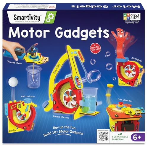 Smartivity 10-in-1 Motor Powered STEM Kit for Kids | Build 10+ Electronics Projects - Bubble Launcher, Spinner & More | DIY Science Engineering Toy | Birthday Gift Boys & Girls 6 7 8 9 10 11 12