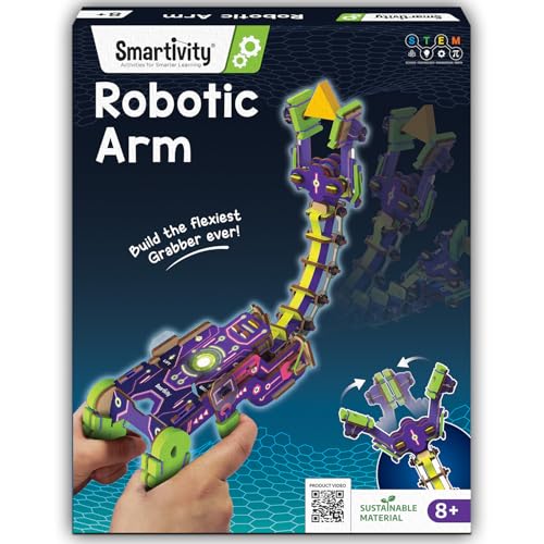 Smartivity Robotic Arm STEM Kit for Kids 8-14 Years | Build a Handheld Claw with Flexible Neck & Triggers | Educational Engineering & Science Toy for Creative Play